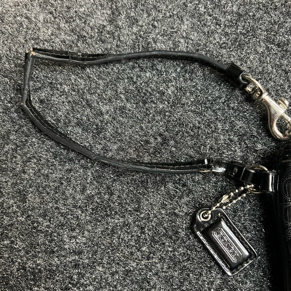 Black Leather Coach Wristlet - Picture 5 of 9